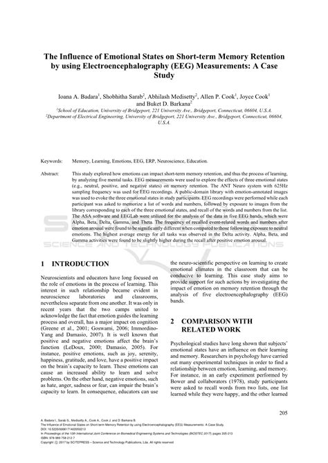 The Influence Of Emotional States On Short Term Memory Retention By