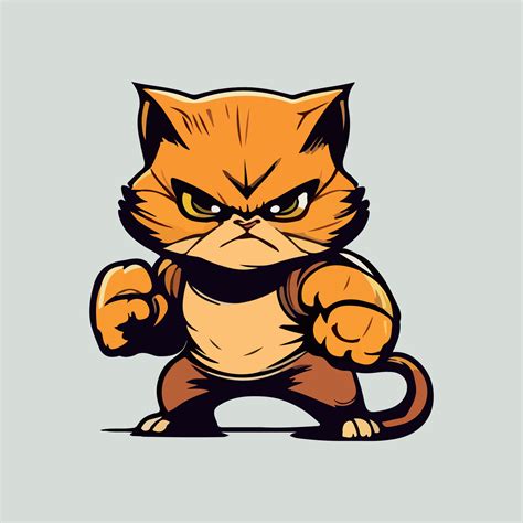 Mighty Angry Cat Mascot Vector Illustration With Isolated Background