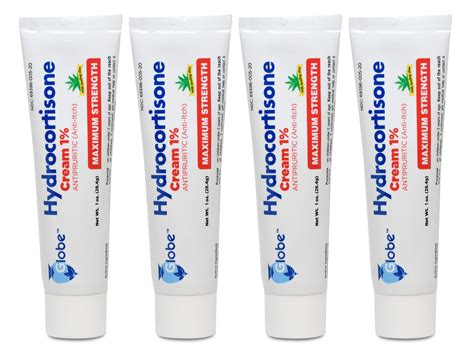 Buy (4 Pack) Globe Hydrocortisone Maximum Strength Cream 1% w/ Aloe, Anti-Itch Cream for Redness ...