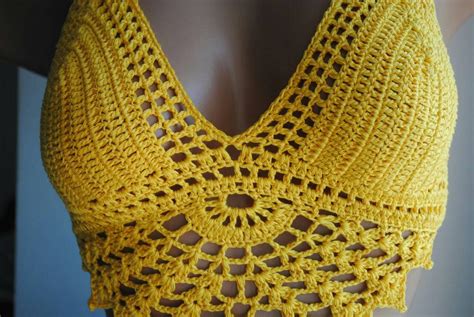 Yellow Crochet Top Crochet Bikini Top Etsy