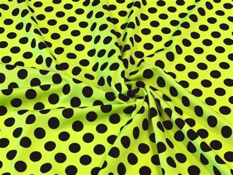 Yellow Black Polka Dot Spot Stretch Spandex Lycra Fabric