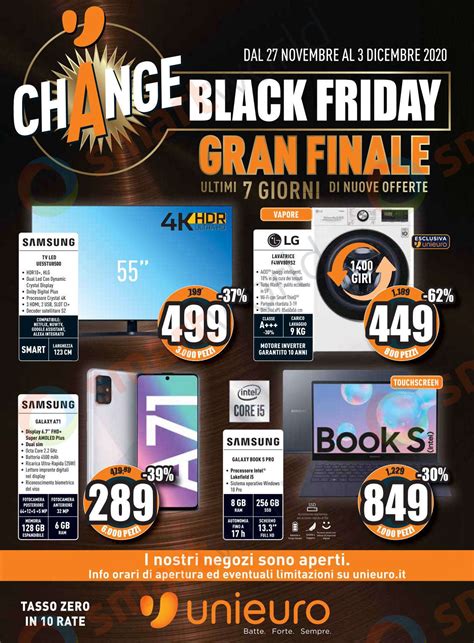 Volantino Unieuro Black Friday Gran Finale Novembre Dicembre