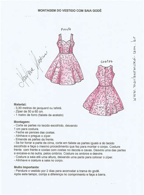 Vestido Saia Godê e decote coração DIY molde corte e costura