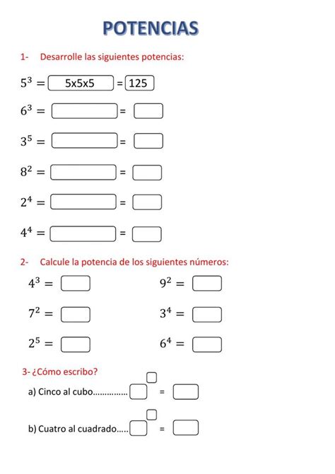 Potencia Interactive Exercise For Primaria Ejercicios Interactivos De