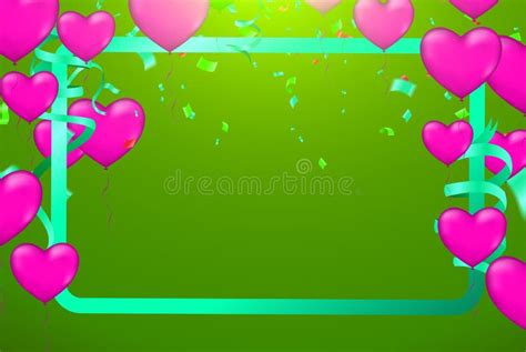 Vector Happy Birthday Card With Green Balloons Party Invitation Stock Vector Illustration Of