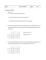 Mendelian Genetics Docx Name Date Mark Homework