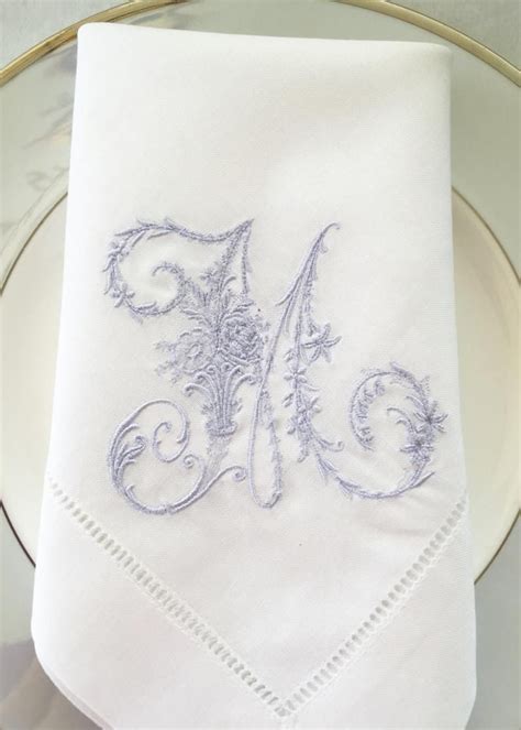 Embroidered Linen Cloth Napkins Monogrammed Victorian Etsy