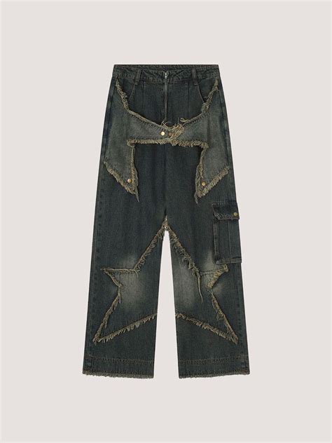 Patch Stars Denim Pants In Fashion Pants Vintage Style Denim