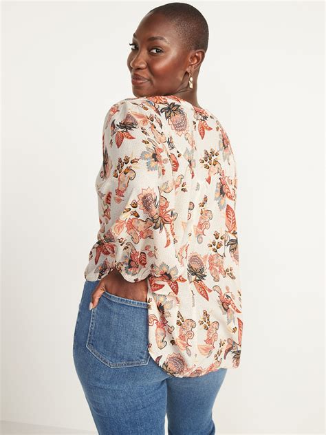 Oversized Floral Print Long Sleeve Blouse For Women Old Navy