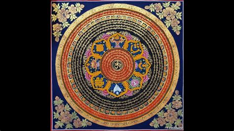 Lukisan Thangka Mandala Asta Mangala Mantra Tibet Handcraft 50cm E1405