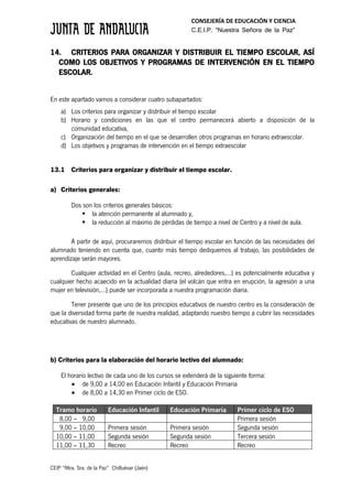 Criterios Para Organizar Y Distribuir El Tiempo Escolar Pdf