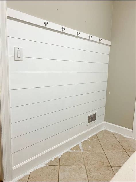 100 Room Challenge Faux Shiplap Wall With Hooks Ship Lap Walls Shiplap Bathroom Wall