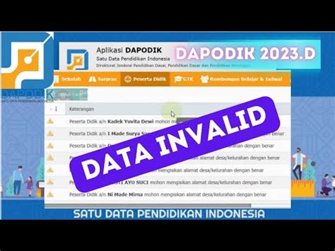 Cara Memperbaiki Data Invalid Peserta Didik Pada Dapodik D Youtube