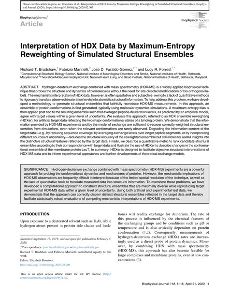 Pdf Interpretation Of Hydrogen Deuterium Exchange Data By Maximum