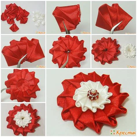 Diy Make Bright Satin Ribbon Flower