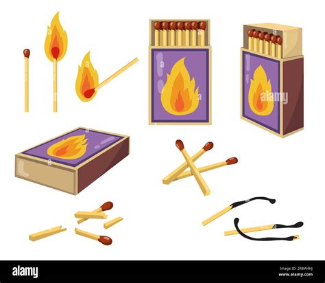 Matches and matchboxes flat illustration set Stock Vector Image & Art - Alamy