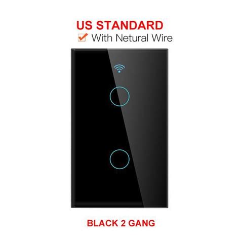 INTERRUPTEUR US BLACK 2 GANG Interrupteur Mural Tactile Intelligent