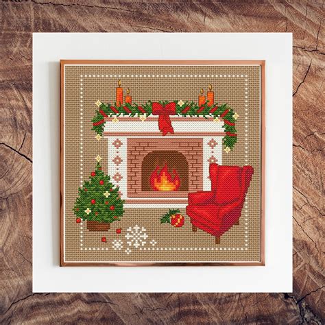 Christmas Fireplaces Cross Stitch Cozy Winter Embroidery Etsy