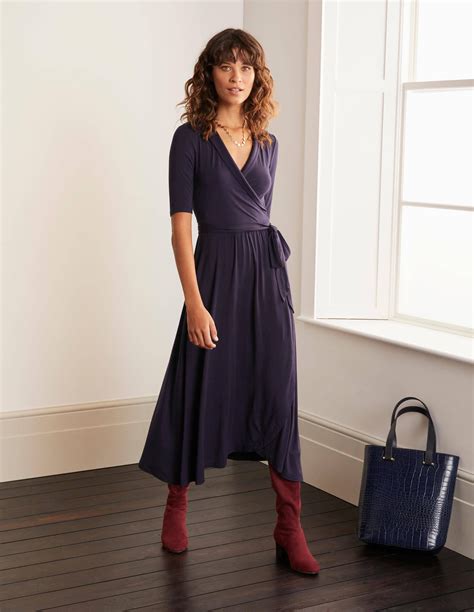 Lavinia Jersey Wrap Dress Navy Boden Uk