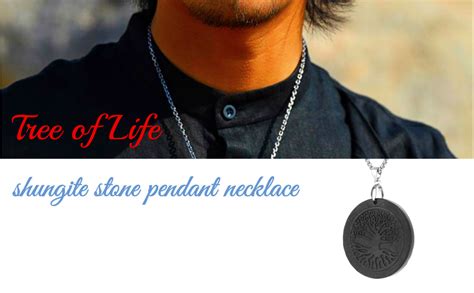 Shungite Stone Pendant Shungite Pendant Necklace Tree Of Life Necklace