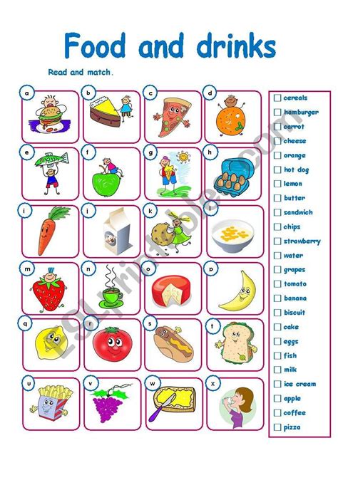 Food And Drink Esl Worksheet