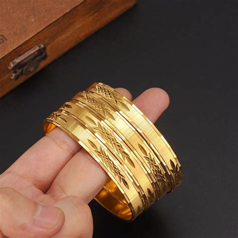 Pcs Kgold Bangle For Women Gold Dubai Bride Wedding Ethiopian