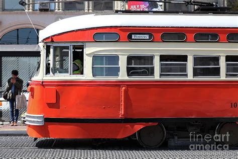 San Francisco Vintage Streetcar On Market Street San Francisco