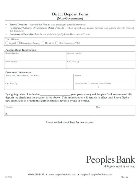 Peoples Bank Direct Deposit Form Fill Out Sign Online Dochub