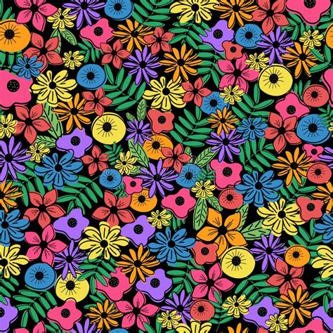 Vector Floral Seamless Pattern Colourful Flower Seamless Pattern