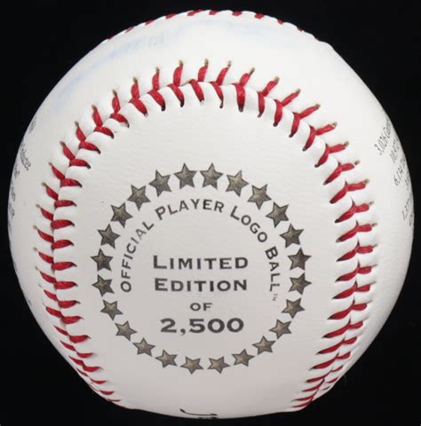 Stan Musial Signed Le Stan Musial Career Stat Logo Baseball Jsa Coa