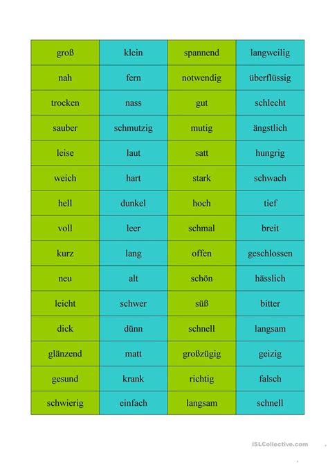 30 Adjektive Gegensatzpaare Adjektive Deutsch Lernen Und Grammatik