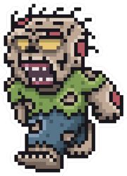 Brown 8-Bit Pixel Zombie Sticker