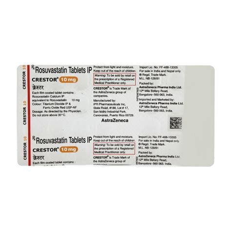 Crestor 10mg Tablet 30s Price Uses Side Effects Netmeds