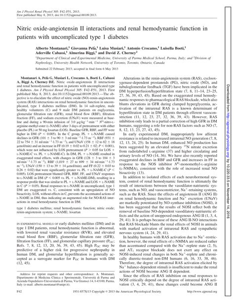 Pdf Nitric Oxide Angiotensin Ii Interactions And Renal Hemodynamic