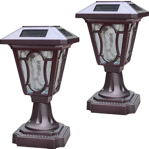 Buy DANGGEOI Solar Post Light Outdoor Cast Aluminum LED Lamp Fixture, Solar Pillar Light with ...