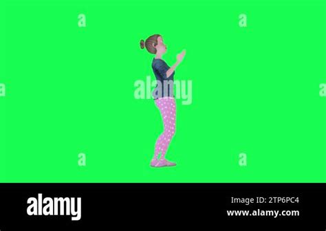 3D cartoon wife waiting in hot weather , green screen left angle 3d ...