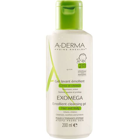 A Derma Exomega Gel Limpiador Emoliente 2 En 1 Cuerpo Y Cabello X 200ml