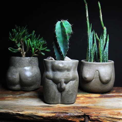 Concrete Male Body Planter Pot Naked Body Bud Vase Concrete Pot