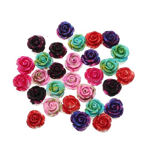 Pcs X Mm Round Mixed Resin Flower Decoration Crafts Flatback