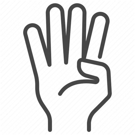 Fingers Four Gesture Hand Number Sign Icon