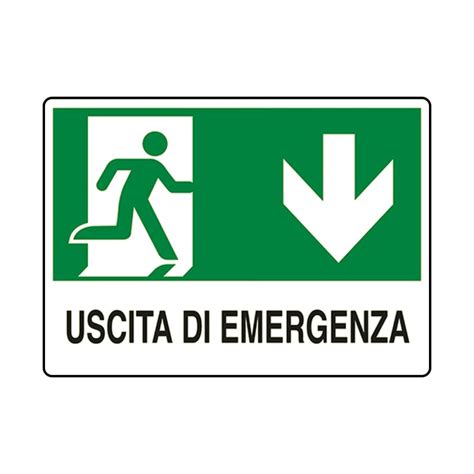 Cartello Uscita Di Emergenza In Basso In Plastica X