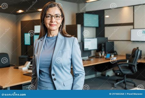 Confident Mature Businesswoman Middle Aged Company Ceo Director