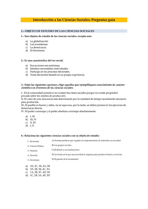 Introducción a las Ciencias Sociales preguntas GUÍA 1 Economía 2