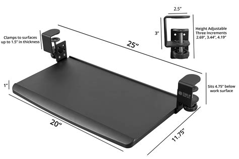 Stand Up Desk Store Compact Clamp On Retractable Adjustable Keyboard