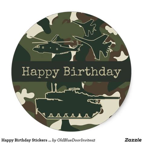 Happy Birthday Stickers Military Camouflage In 2021