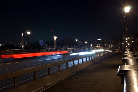 Cars Passing on Lambeth Bridge at Night Stock Image - Image of london ...