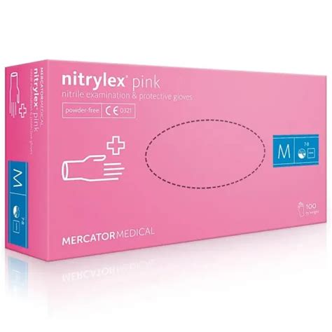 Нітрилові рукавички Mercator Nitrylex Pink розмір М 100 шт Рожеві