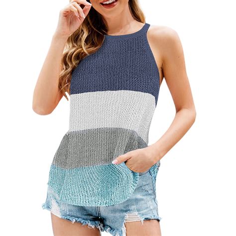 Vbarhmqrt Tank Tops For Women 2024 Trendy Womens Summer Knit Tank Top Racerback Casual Loose