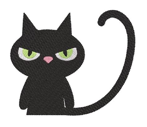 More Cat A Tude Black Cat Machine Embroidery Design Pattern 2 Versions