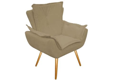 Poltrona Decorativa Para Sala Emilia Plus Suede Nude Pé Castanho Clique E Decore o Melhor